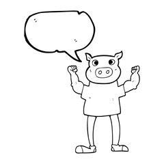 speech bubble cartoon pig man