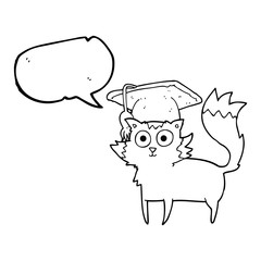 speech bubble cartoon cat graduate