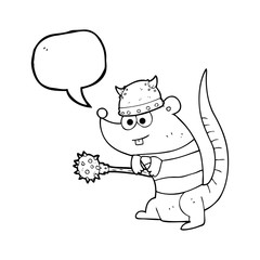 speech bubble cartoon rat warrior