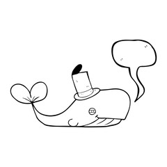speech bubble cartoon whale wearing hat