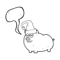 speech bubble cartoon christmas pig
