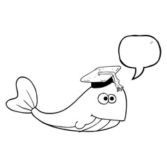 speech bubble cartoon whale graduate