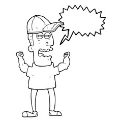 speech bubble cartoon stressed man