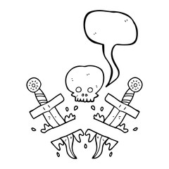 speech bubble cartoon dagger tattoo