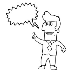 speech bubble cartoon businessman pointing
