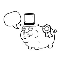 speech bubble cartoon prize winning pig
