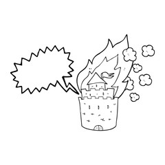 speech bubble cartoon burning castle