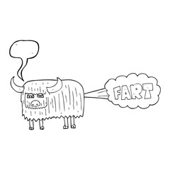 speech bubble cartoon hairy cow farting