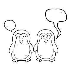 speech bubble cartoon birds holding hands
