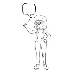 speech bubble cartoon female mechanic