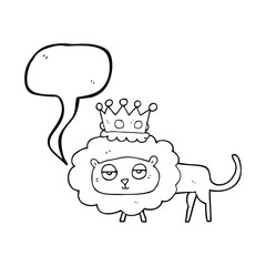 speech bubble cartoon lion with crown