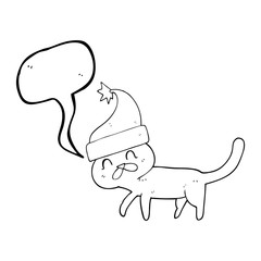 speech bubble cartoon cat wearing christmas hat
