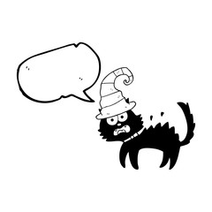 speech bubble cartoon scared black cat