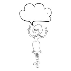 speech bubble cartoon vampire girl flying