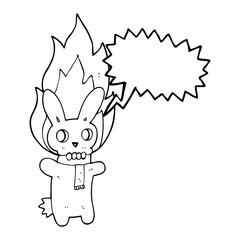 speech bubble cartoon flaming skull rabbit