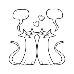 speech bubble cartoon cats in love