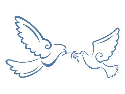 Peace Dove Couple Blue Color