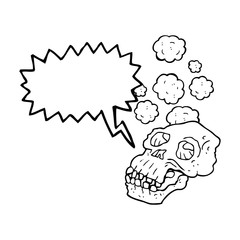 speech bubble cartoon ancient skull