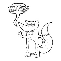 speech bubble cartoon hungry wolf