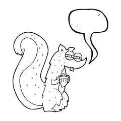 speech bubble cartoon squirrel with nut