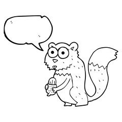 speech bubble cartoon angry squirrel with nut