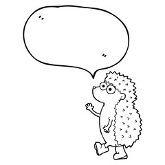 cute speech bubble cartoon hedgehog