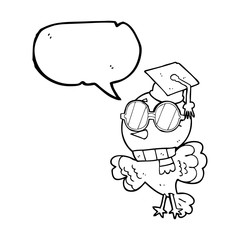 cute speech bubble cartoon well educated bird
