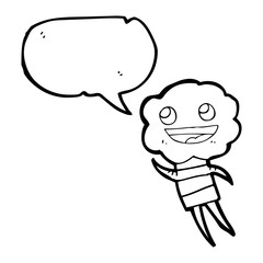 speech bubble cartoon cute cloud head creature