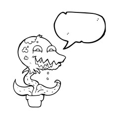 speech bubble cartoon monster plant