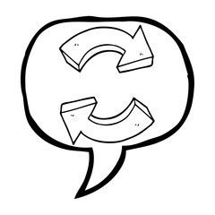 speech bubble cartoon recycling arrows