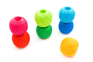 different colored balls of yarn
