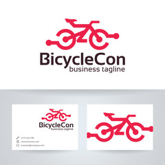 Fototapeta premium Bicycle connect vector logo with business card template