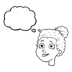 thought bubble cartoon female face