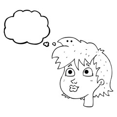 thought bubble cartoon female face