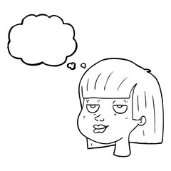 thought bubble cartoon female face