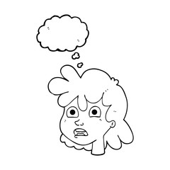 thought bubble cartoon female face