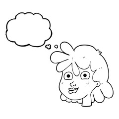 thought bubble cartoon female face