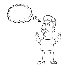 thought bubble cartoon celebrating man