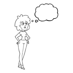 thought bubble cartoon surprised woman