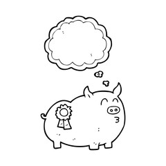 thought bubble cartoon prize winning pig