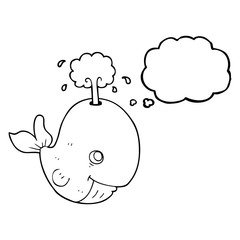 thought bubble cartoon whale spouting water