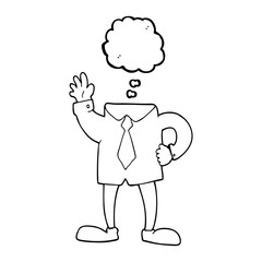 thought bubble cartoon headless businessman
