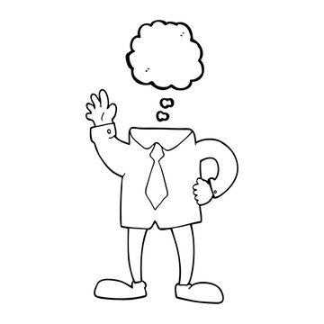 thought bubble cartoon headless businessman