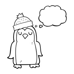 thought bubble cartoon penguin