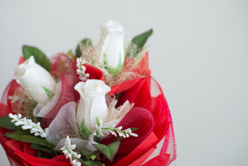 bouquet of roses on white background
