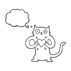 thought bubble cartoon cat with love heart