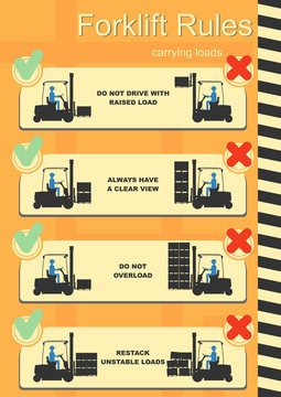 Forklift Safety Rules. Easy To Edit Vector Infographics.