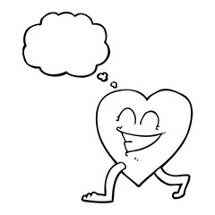 thought bubble cartoon walking heart