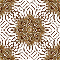 Vector seamless monochrome flower geometrical pattern.