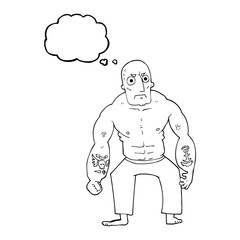 thought bubble cartoon tough man
